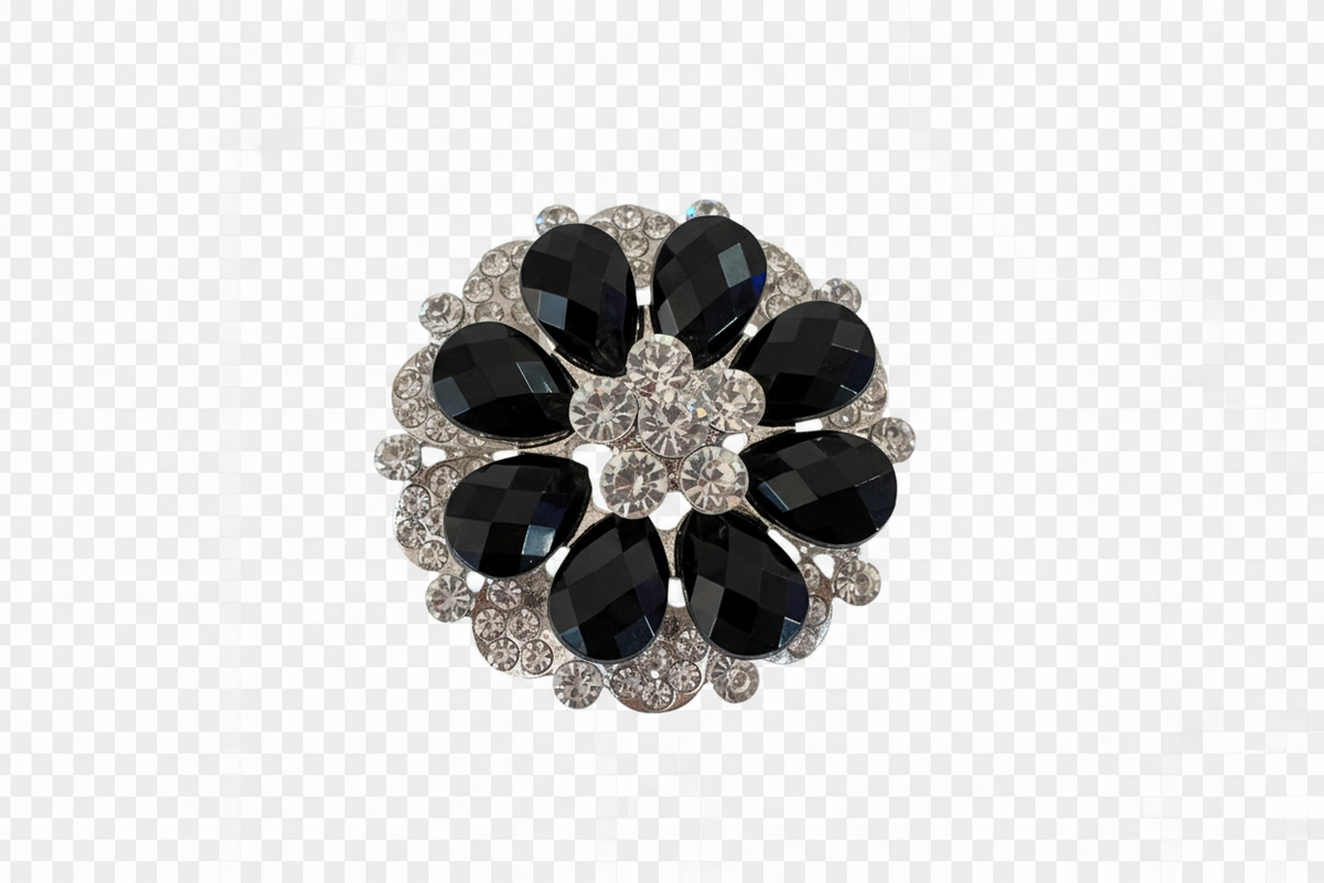 Brooch black with diamonds