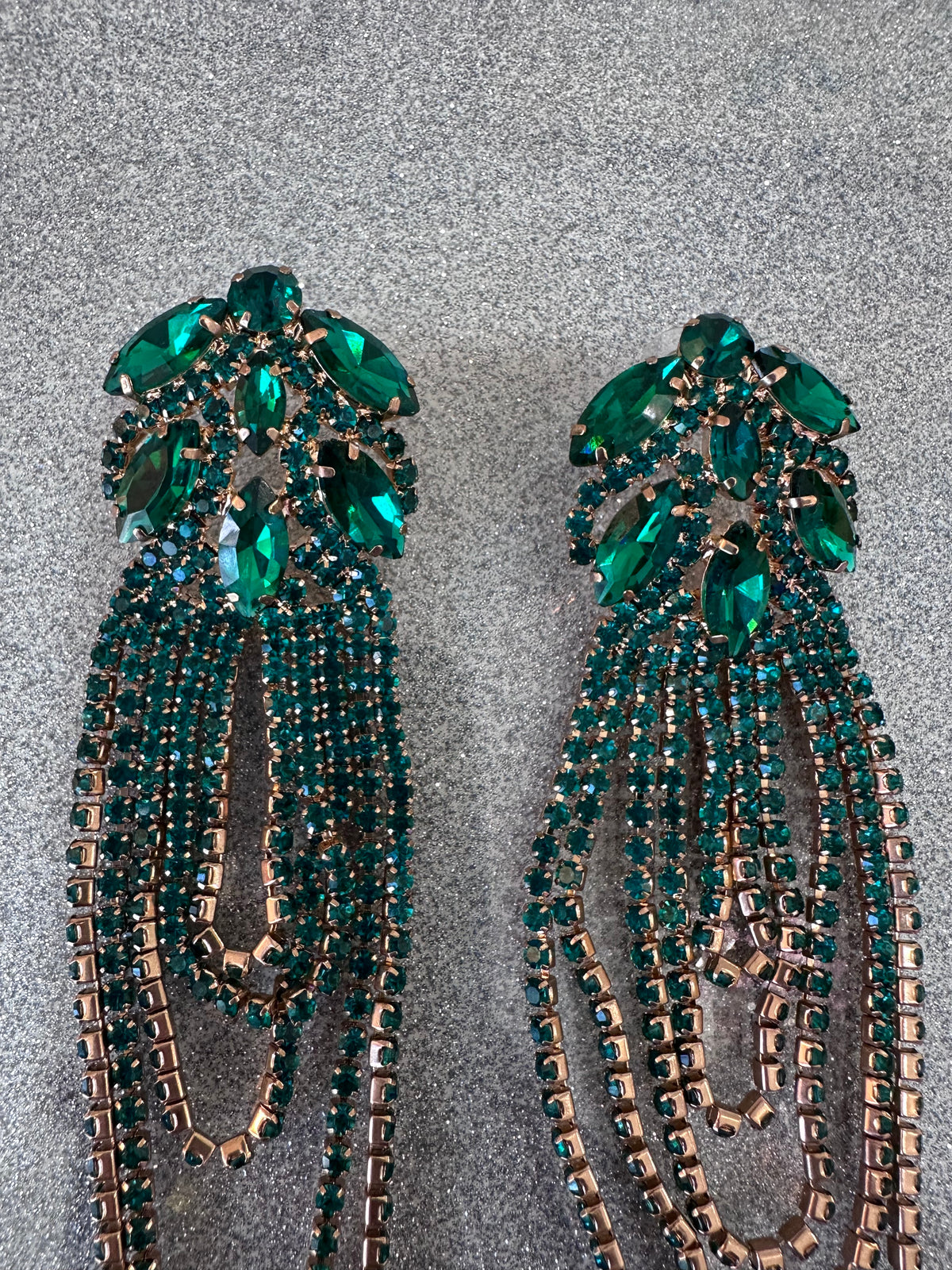 Long green earrings