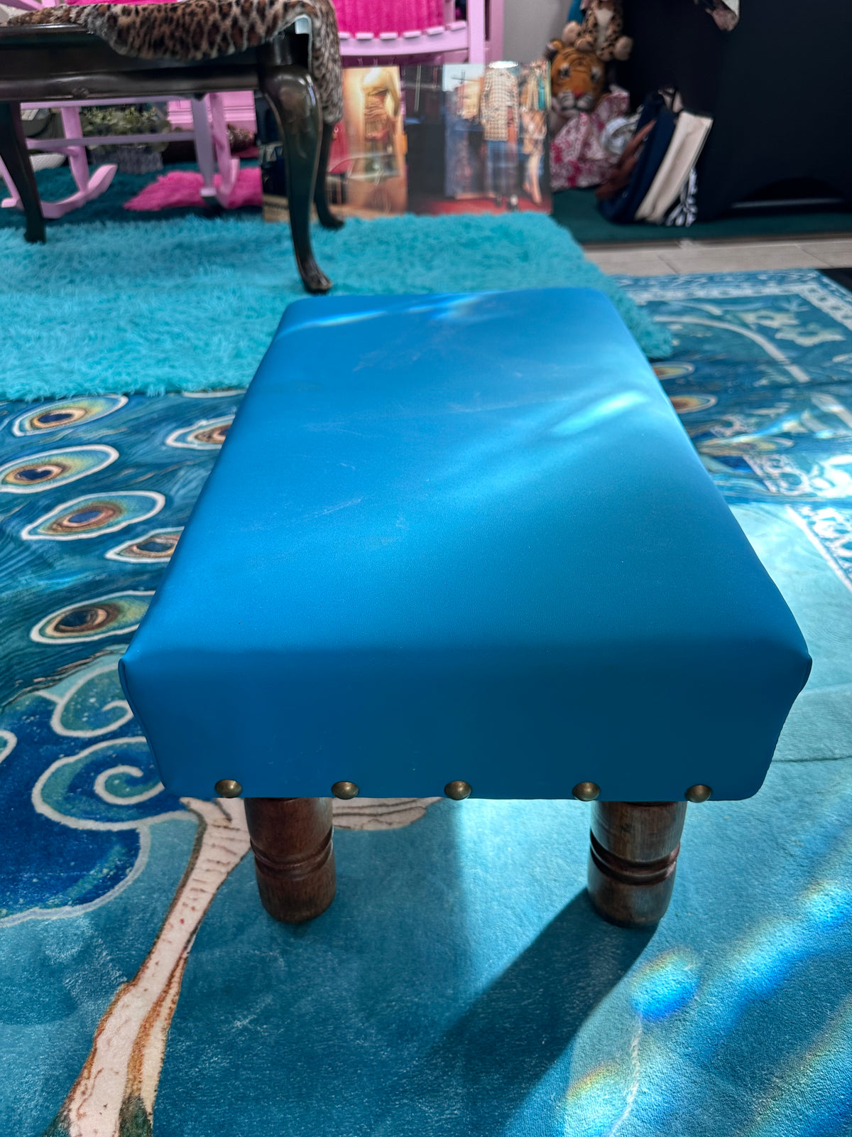 Turquoise stool/ottoman (in store pick up only)