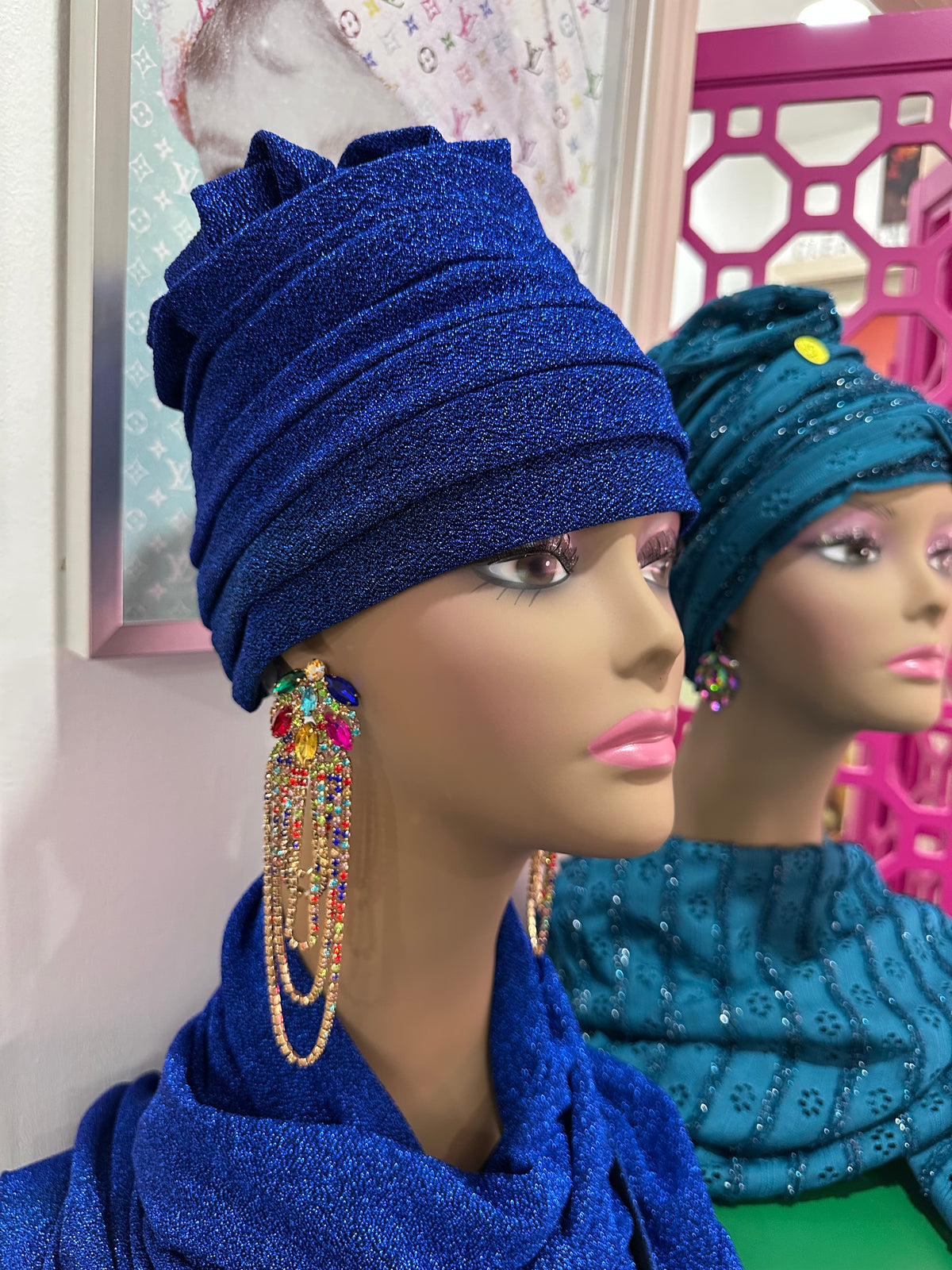 Blue turban wrap with scarf ( sale) which one blue or teal