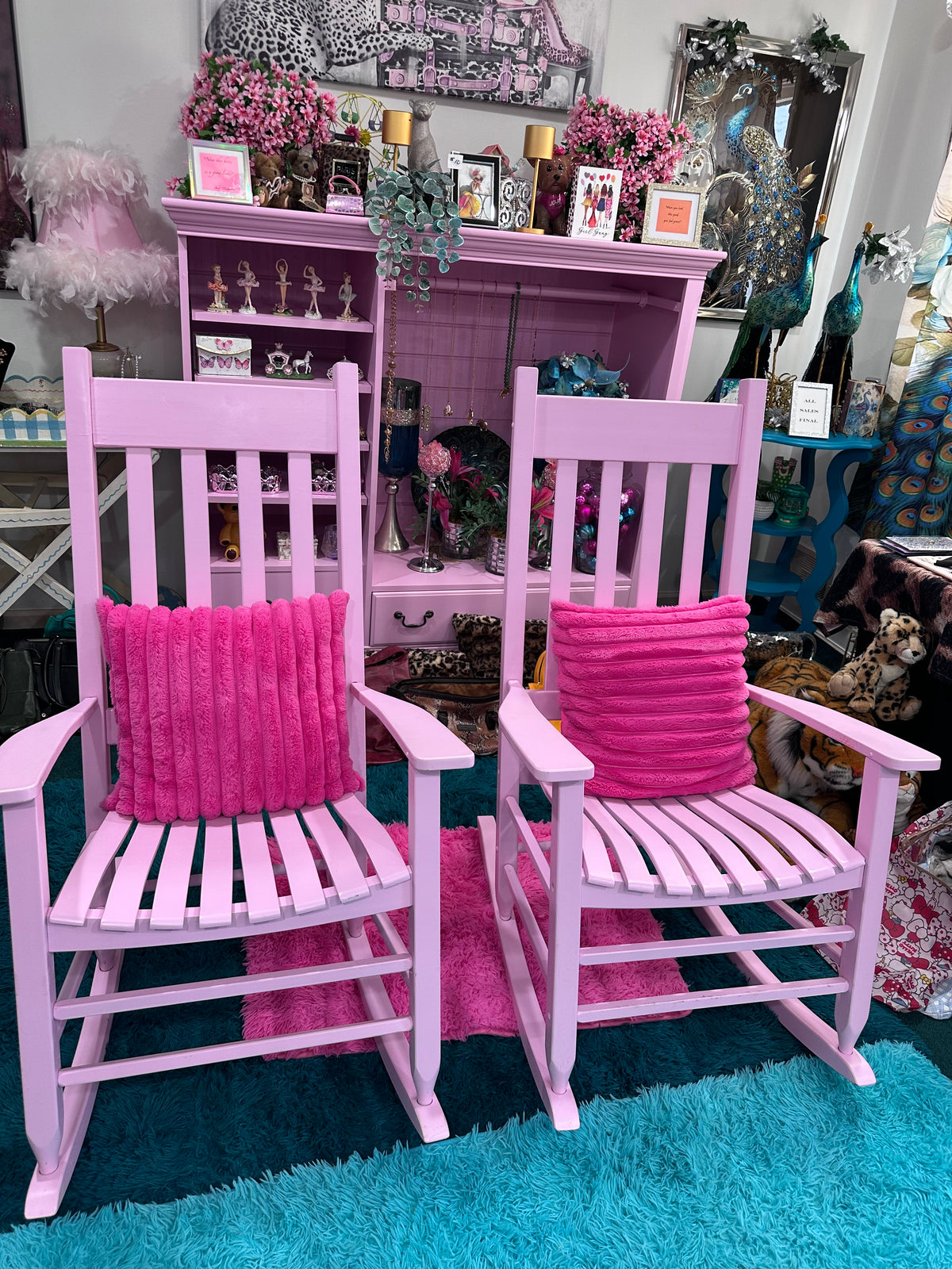 Adorable Pink Rockers with hot pink pillows sold as a set- in store pick up only now on sale… was $200