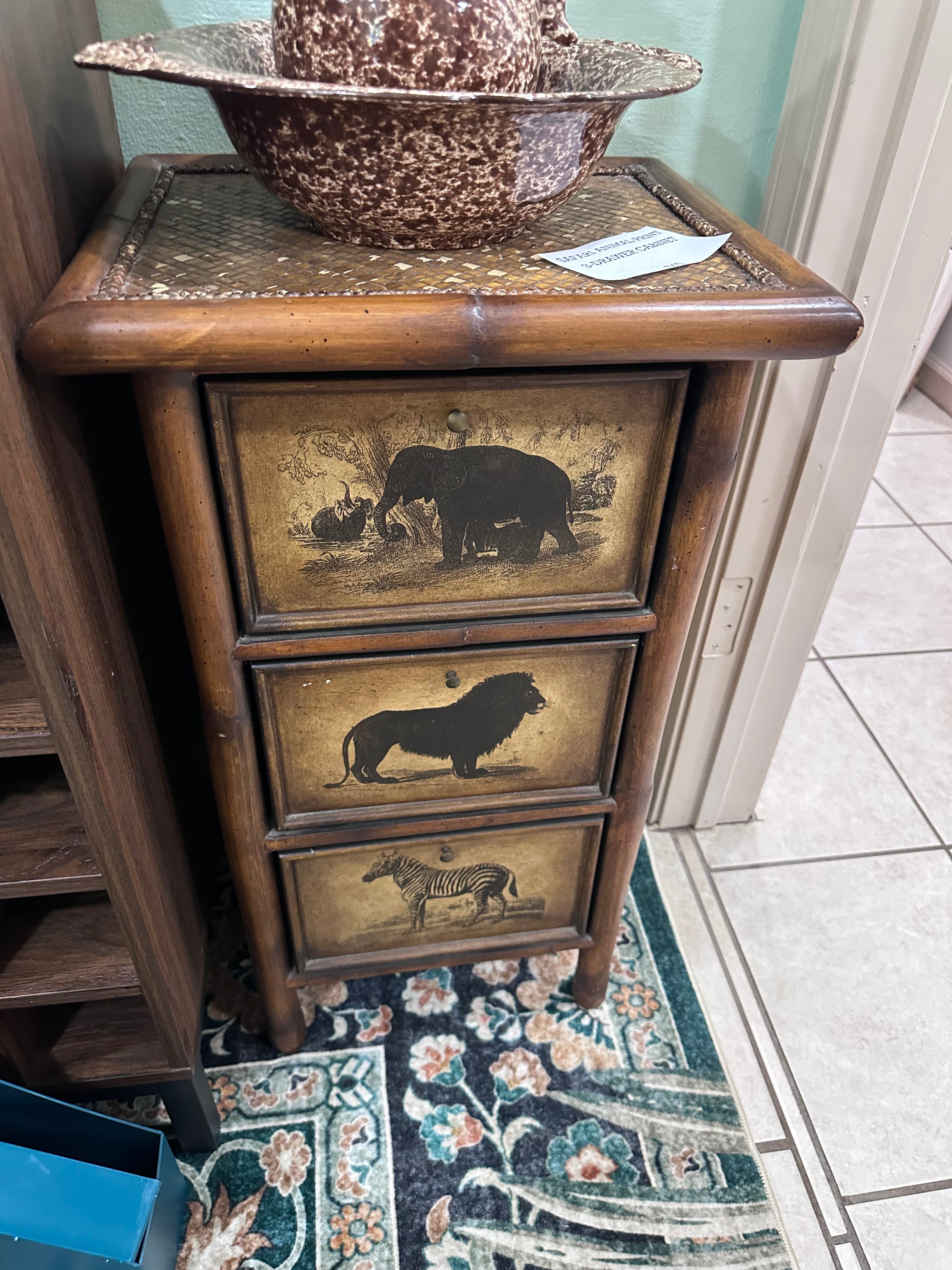 Safari animal three drawer cabinet ( in store pickup only)