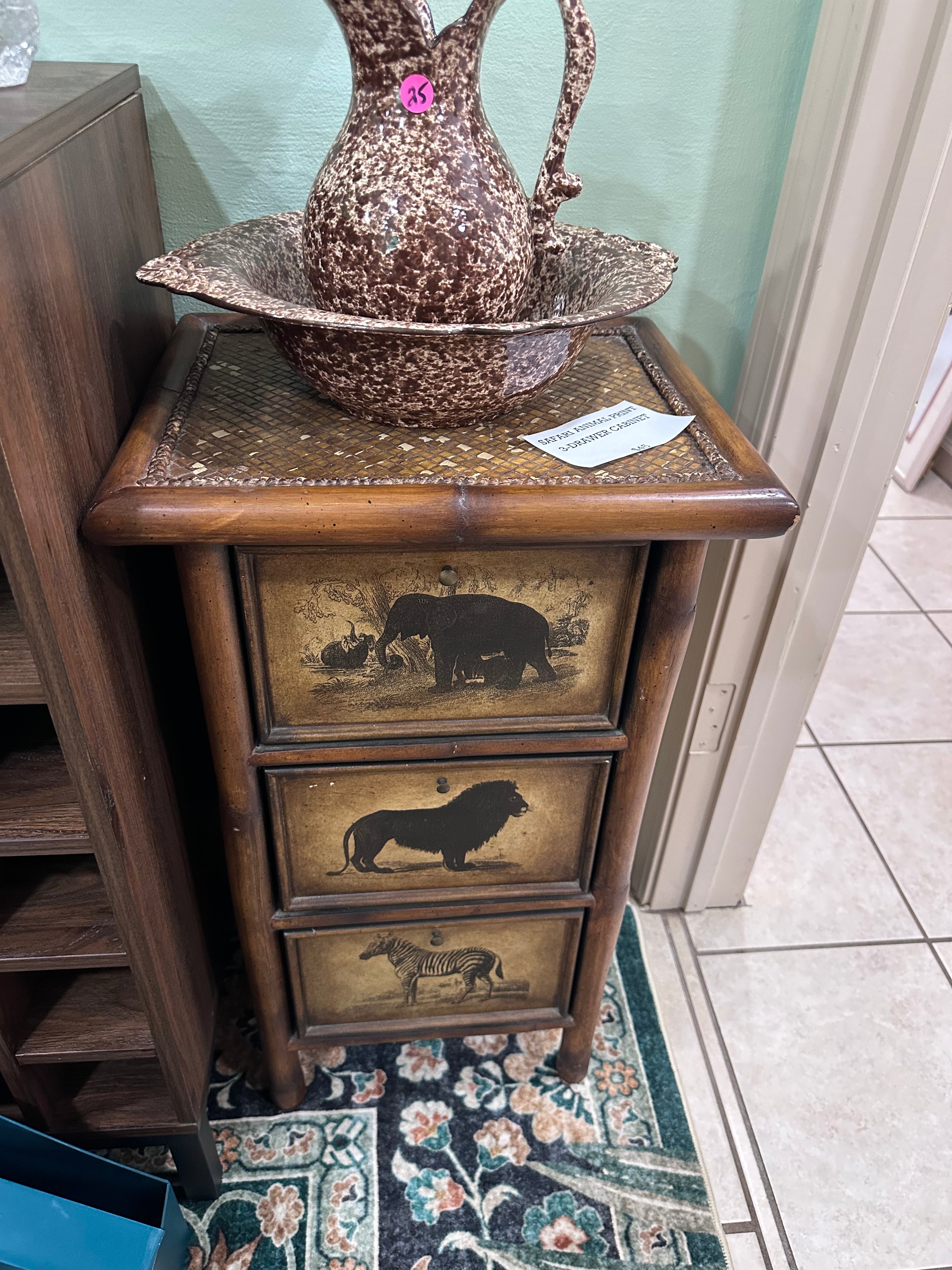 Safari animal three drawer cabinet ( in store pickup only)