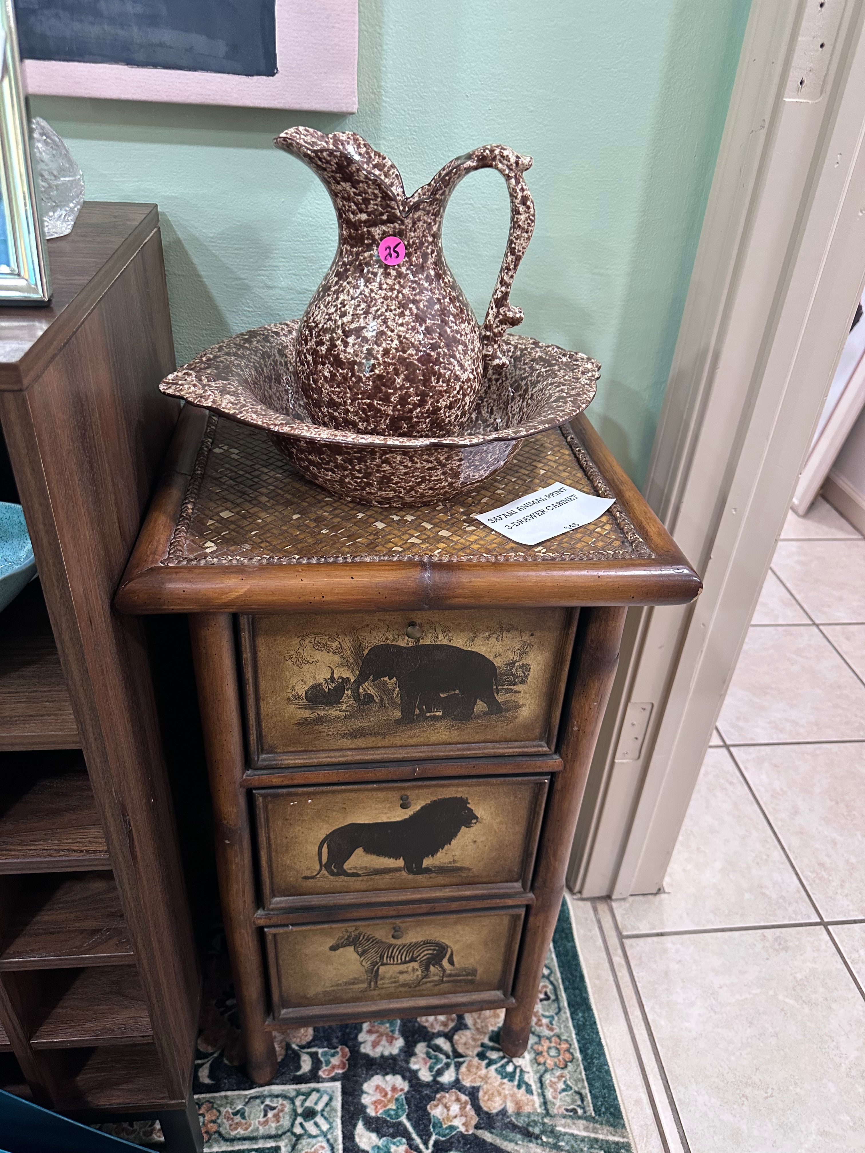 Safari animal three drawer cabinet ( in store pickup only)