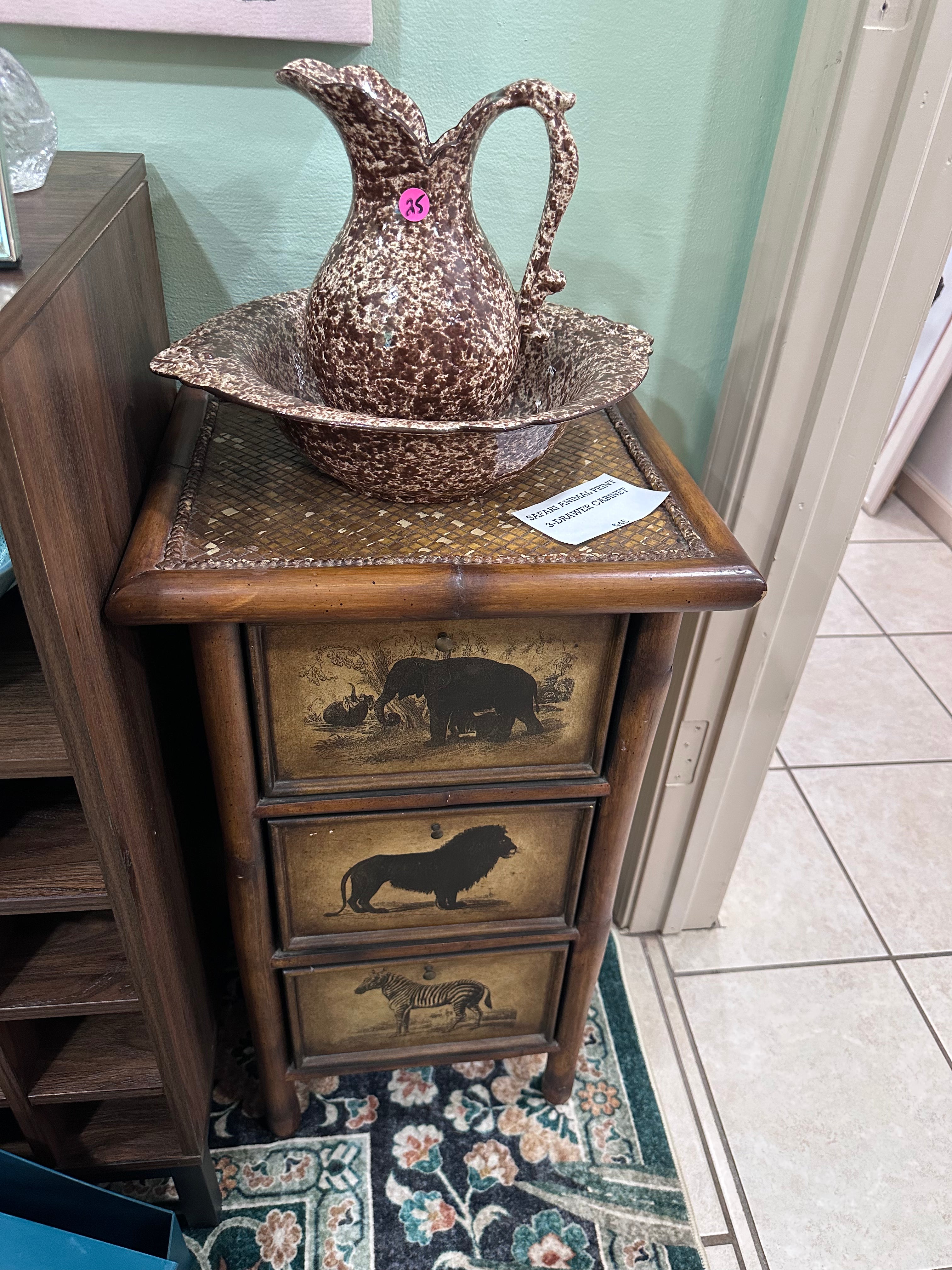 Safari animal three drawer cabinet ( in store pickup only)